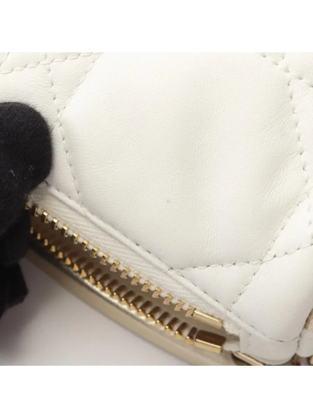 Dior Shoulder Bag Vibe Hobo Cannage 2-Way White Champagne Gold Leather Small
